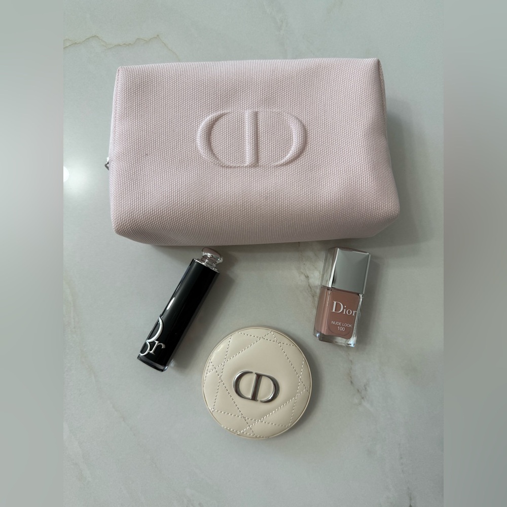 Dior Blush Pink Bag with Black and Cream Accessories